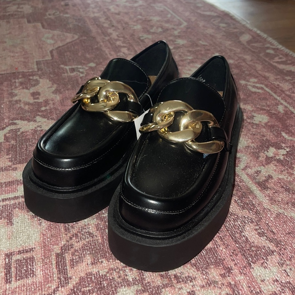 Chunky Black Leather Loafers